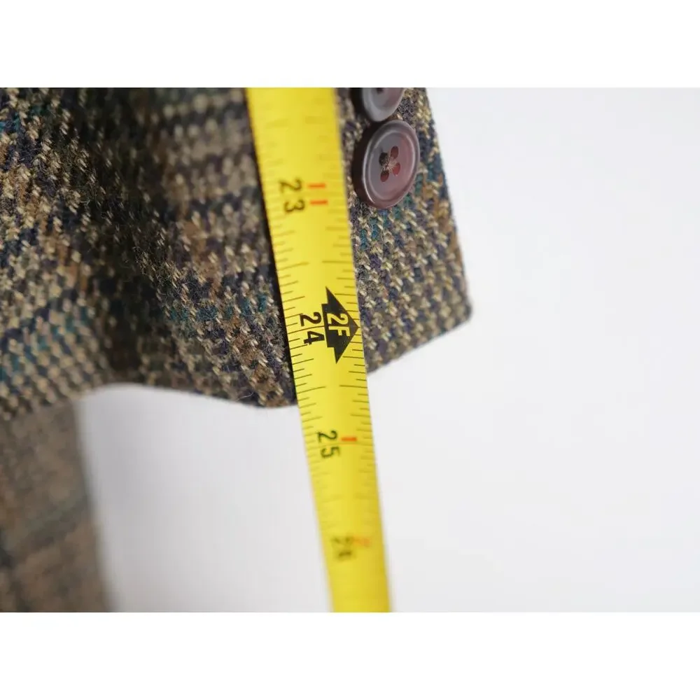 Chaps Ralph Lauren Mens Wool Blazer Brown 42R Sport Coat Plaid Vintage